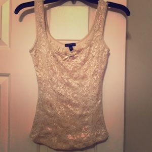 Cream Colored Lace Detail Tank Top/Cami